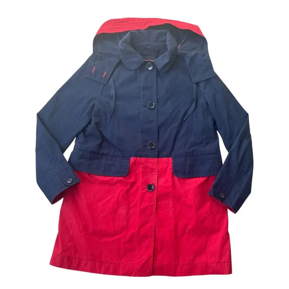 Coach 100% Cotton Colorblock Hooded Jacket Coat Sz M As-is
